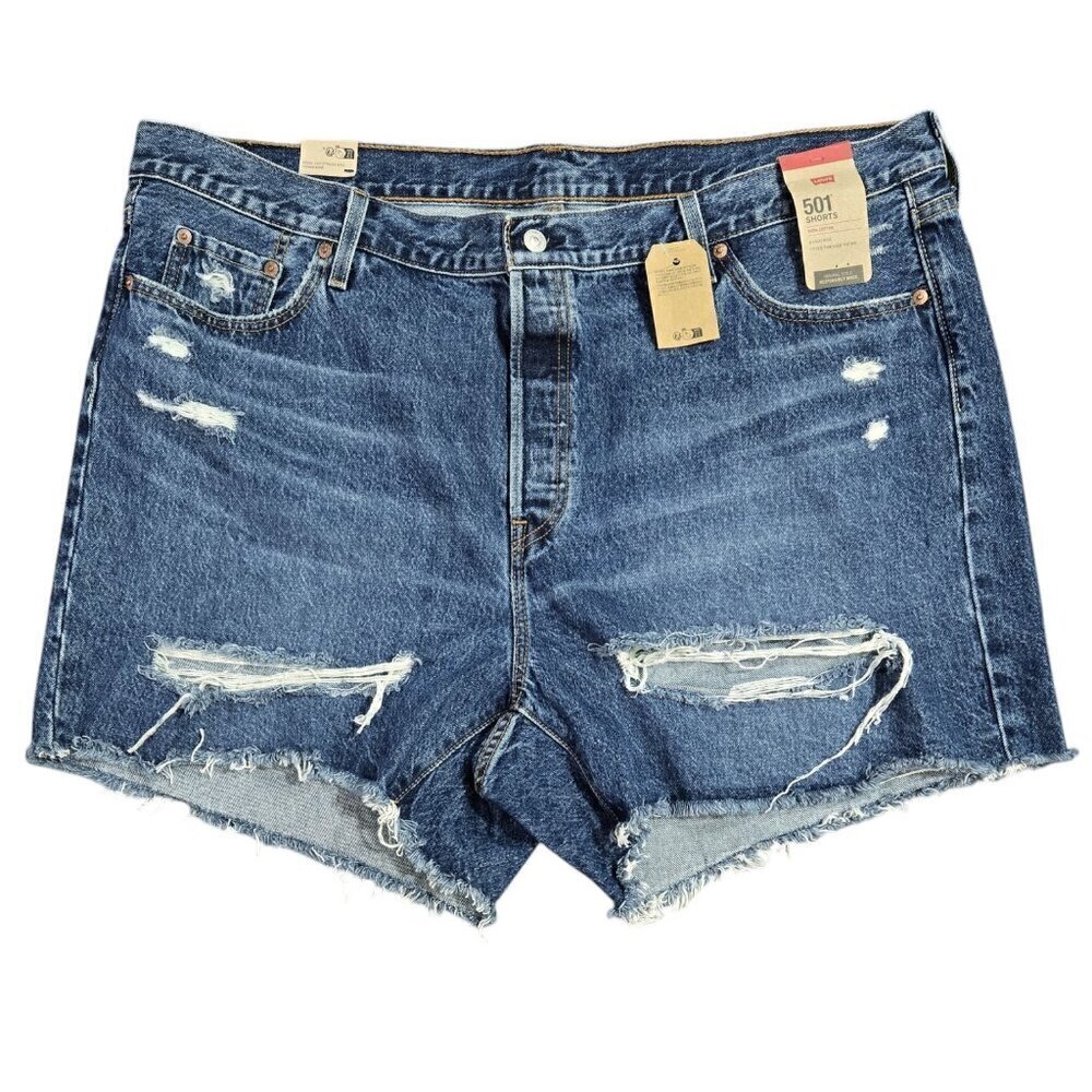 Levi's NWT 501 100% Cotton Distressed High Rise Denim Dark Wash Jean Shorts